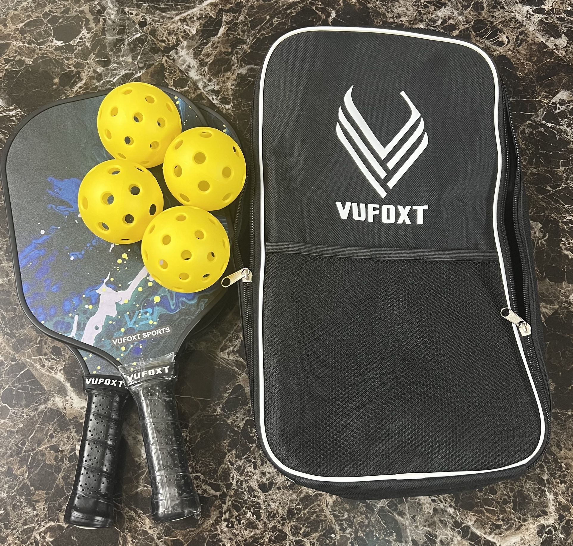 Pickleball Paddles Set of 2/4, USAPA Approved Carbon Fiber Surface Pickle Ball Set - 14mm