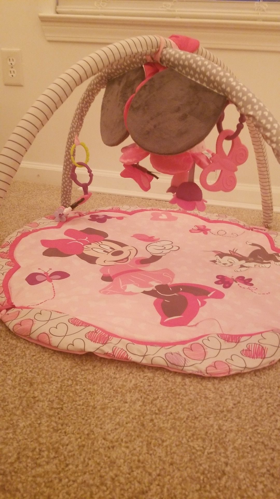 Play Mat lightly used has mirror for baby. Comes with batteries. From a Pet free smoke free home.