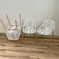 White Gold Modern Dining Chairs