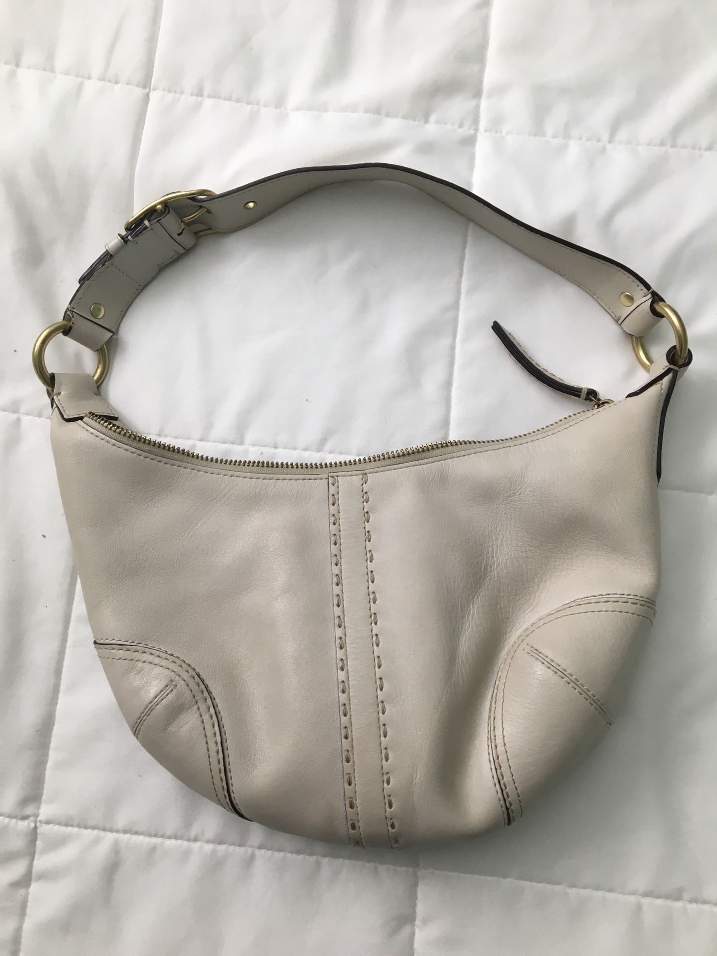Cream Coach small leather hobo purse