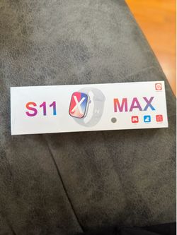 S11 X Max Smart Watch Silver Case Beige Silicone Band Touch Screen Fitness Trac