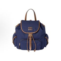 MIU MIU MIU Letter Logo Gold Hardware Cornflower Blue Brandy(49)63