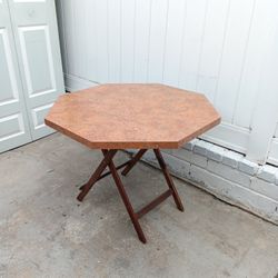 Vintage Octagon, Formica Top Folding Card Kitchen Patio Table $265 Obo ! 