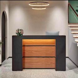Tribesigns Reception Desk with LED Lights, 63 Inches Front Counter Desk