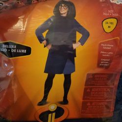 The Incredibles Halloween Costume Edna Mode Medium 8-10 Womens Mommy Super Heroes Wig Glasses Dress Tunic