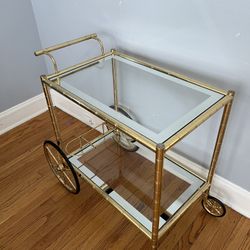 Gold And Glass Antique Bar Cart 