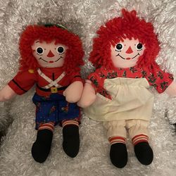 1997 Hasbro Christmas Raggedy Ann And Raggedy Andy Doll