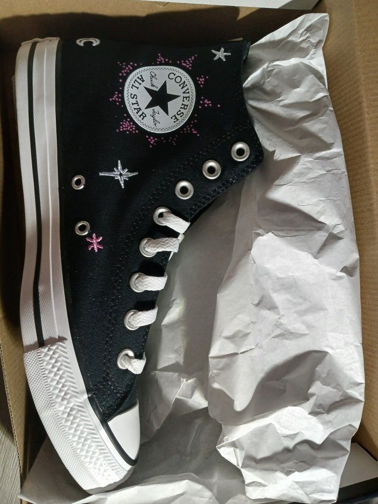 Black And Pink Converse All-Star High Tops