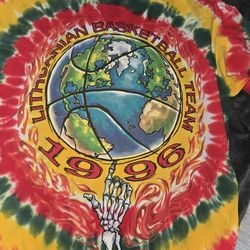 Vintage 1996 Grateful Dead Lithuania Basketball Liquid Blue Tee L Made In USA