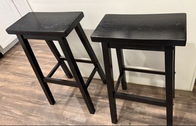 Solid Wood BarStool, 24-Inch Height, Black - Set of 2 