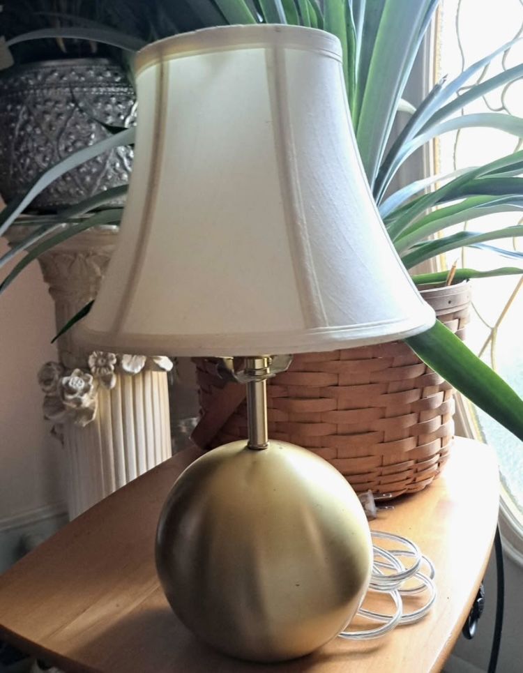 Lamp Ball base table lamp or desk or nightstand lamp. 15" tall 6" round