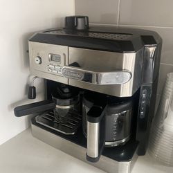DeLonghi Coffee/Espresso Machine with Frother, Coffee Pot Carafe, and Espresso Features