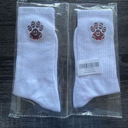 Paw Print White Socks 🧦 