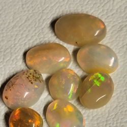 3pcs. Natural Ethiopian Fire Opal Cabachon  - 3 Peices - 6- 7mm