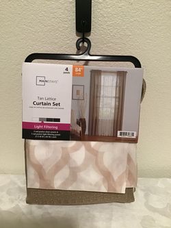Mainstays Tan Lattice Curtain Set 4 Panels 84"