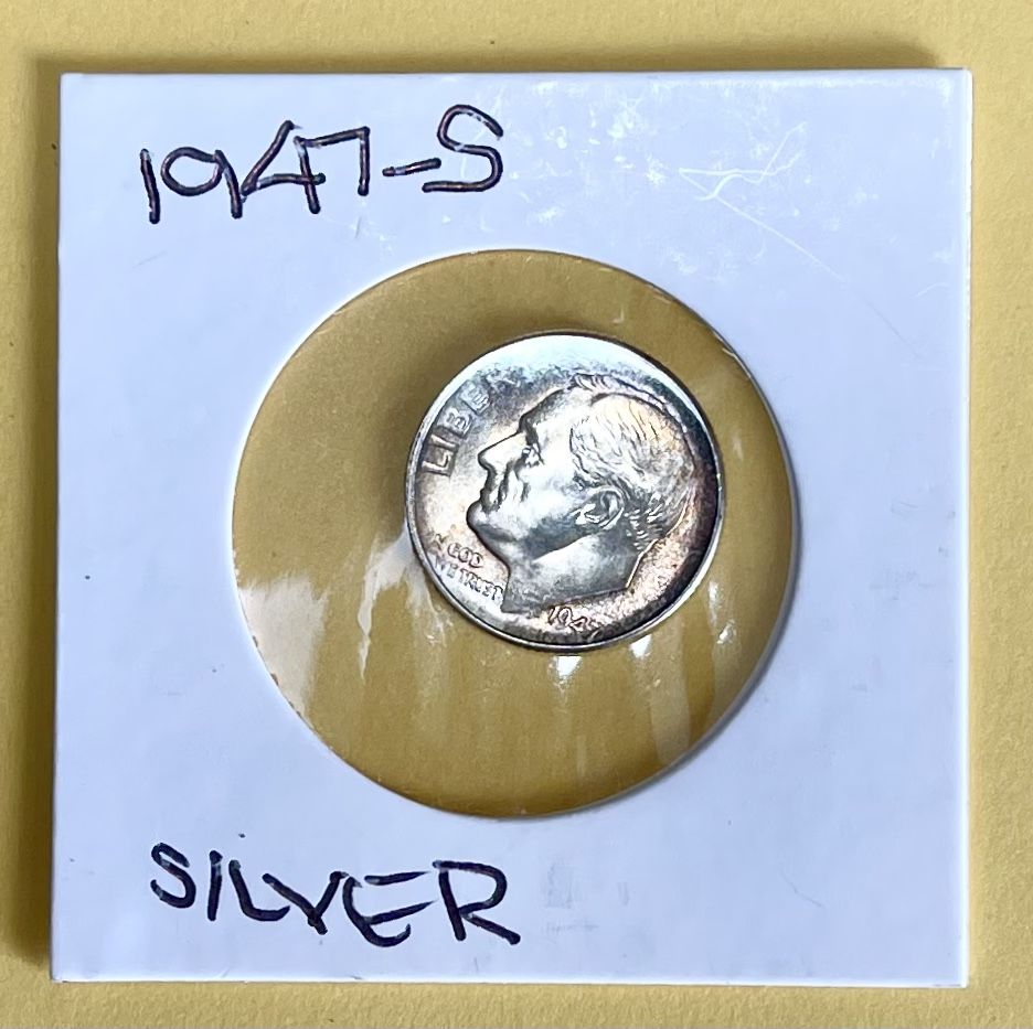 1947 - S.     Silver Circulated Roosevelt Dime.