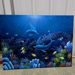 Dolphin marine canvas painting 