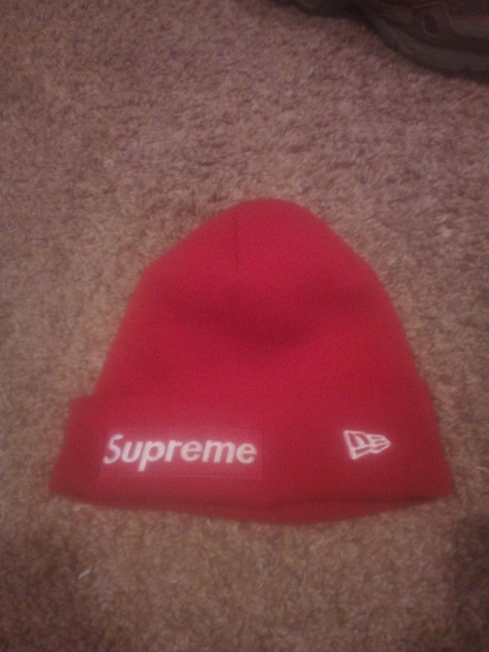 Red Box Logo Supreme New Era Beanie