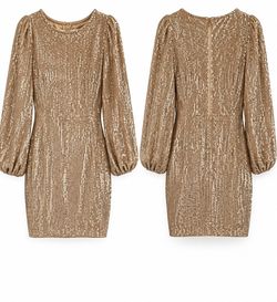 Here Comes the Sun Champagne Sequin Mini Dress Size L