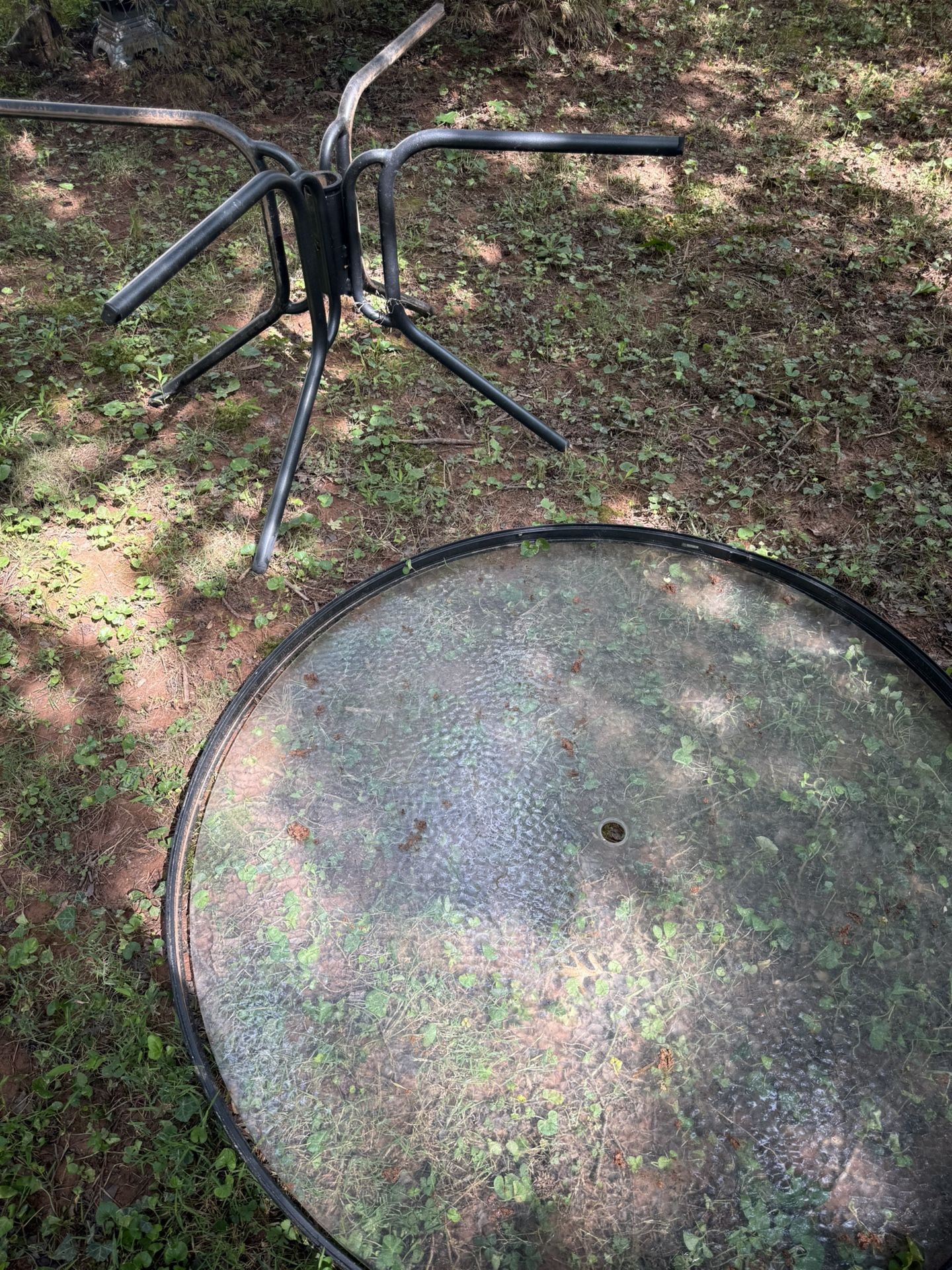 Outdoor metal and tempered glass Table 70 inch must go asap $70 obo feel free to make an offer