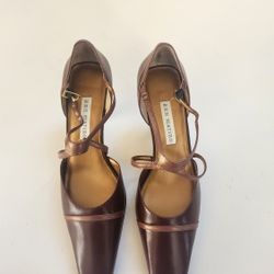 Anne Marino Brown Leather  Strappy Heels - New- Size 8