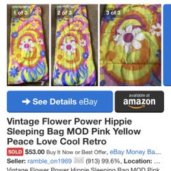 Vintage Flower Power Hippie Sleeping Bag