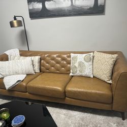 Mid Century Leather Couch 