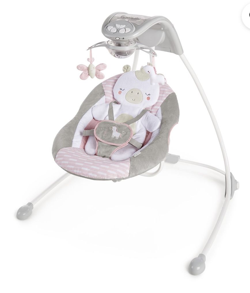 New Pink, White & Gray Baby Swing
