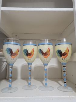 Rooster Chicken Wine Glass