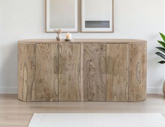 New Solid Natural Wood 4 Door Console Or TVStand! Black, White Or Brown! 