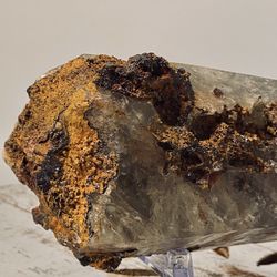 Smoky Quartz Point With Hematite Inclusions