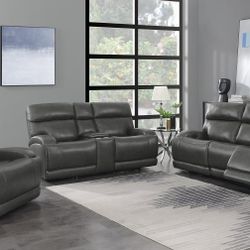 New Top Grain Genuine Leather Sofa And Loveseat With Power Recliners