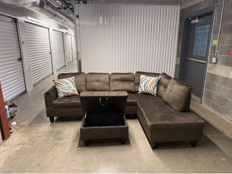 New L Shape Sectional With with storage ottoman- Delivery Available