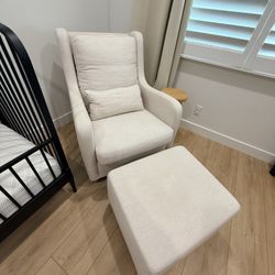 🪑 Milo Cream Nursery Swivel Glider Chair + Ottoman – Crate & Kids