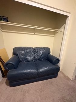 blue leather couch