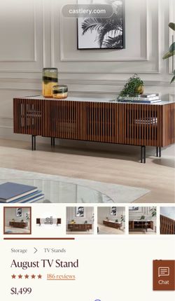 Castlery August TV Stand ( Wood, Marble) 71x22.6x18.7”