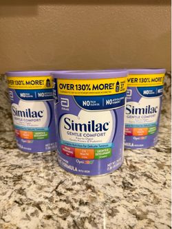 3 Large Cans of Similac Gentle Comfort Baby Formula - Over 130% More Free