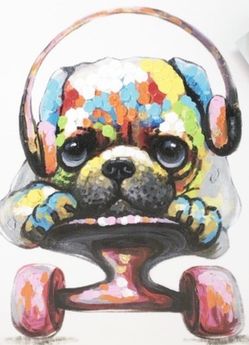 Puppy Dog Beats Skateboard Canvas Wall Art - See My Other Items ๐