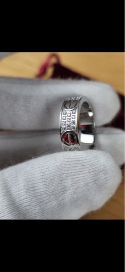 Love Ring with Diamonds silver stainless steel
