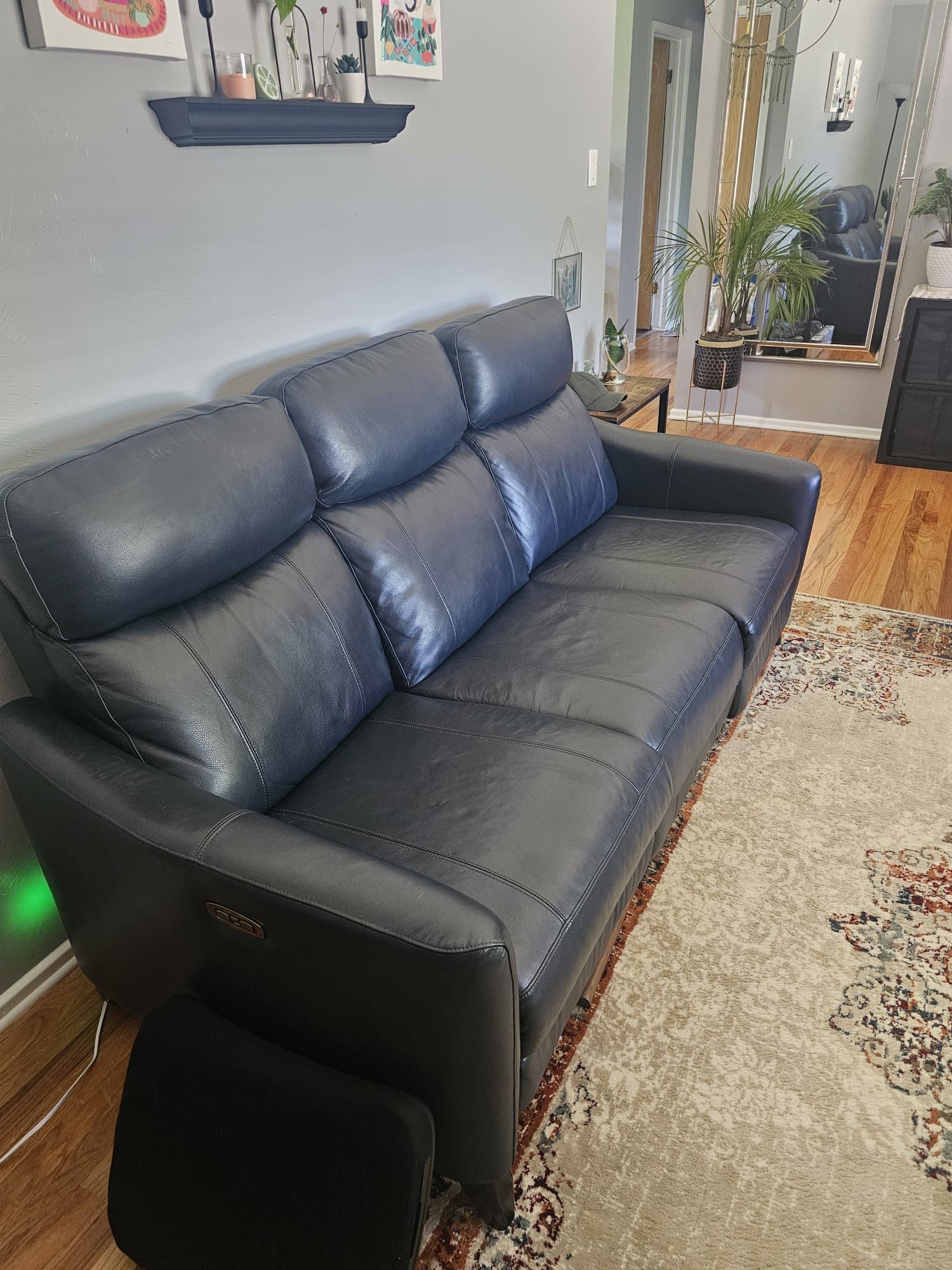 OKIN-MyHome Blue Leather Couch