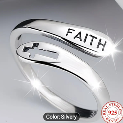925 Sterling Silver FAITH CROSS.Ring