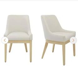 Dorsett Beige Upholstered Solid Wood Dining Chair With Cherused White Oak Rubberwood Legs