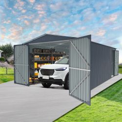 Outdoor Storage Shed 20x13 FT, Metal Garage Shed Backyard Utility Tool House Building with 2 Doors and 4 Vents for Car,Truck,Bike, Garbage Can,Tool,La