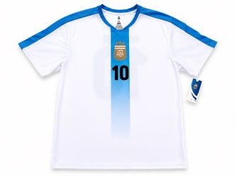 Lionel Messi #10 Argentina Soccer Jersey White Blue Men’s Medium M NWT