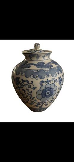 Blue and white Asian ginger jar