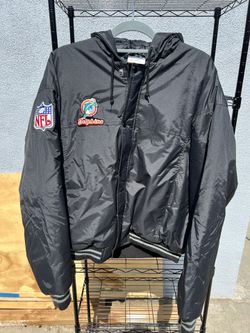 Vintage Turnpoint Sports Men's Black NFL Miami Dolphins Bomber Jacket Size Large