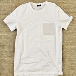 Berluti, Men’s White Shirt with Leather Pocket, L