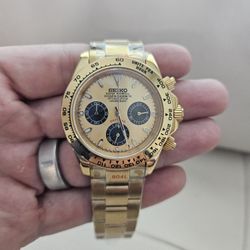 Custom Seiko Mod Chronograph Gold - VK63 Movement