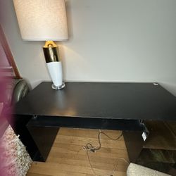 HEAVY STEEL Black Office Desk + Modern Lamp – Moving Sale!