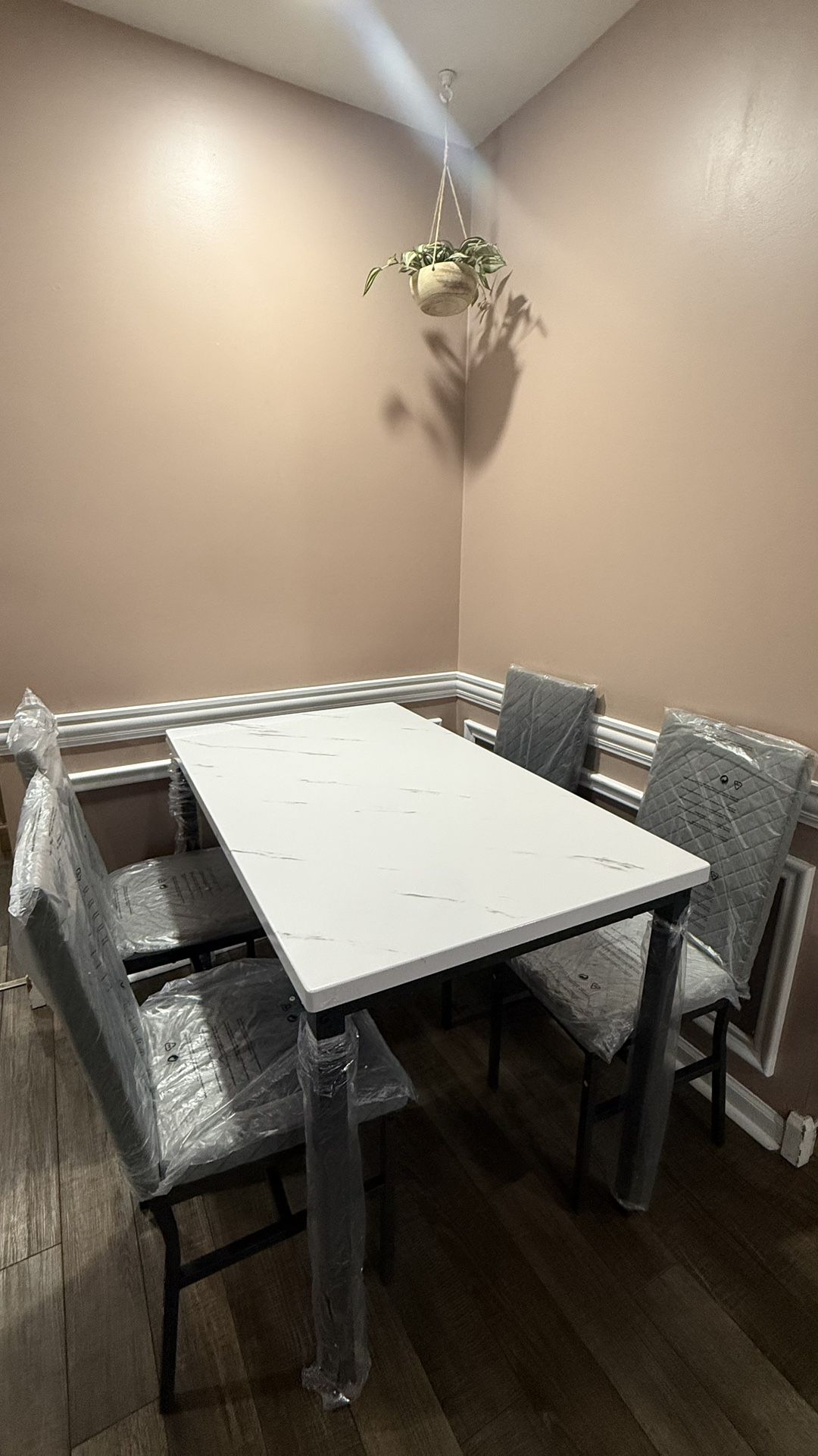 Dining Set Table Faux Marble, And 4 Chairs Velvet Modern Ergonomic